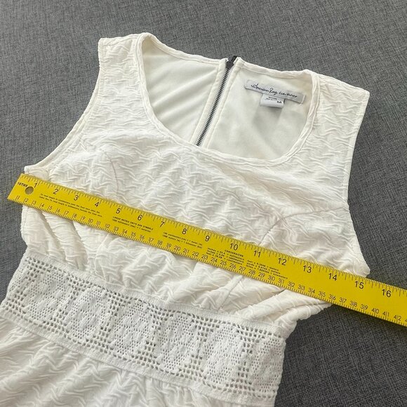 American Rag Fit & Flare Dress Medium Sleeveless‎ scoop Neck Zipper Ivory Lined - Picture 9 of 12